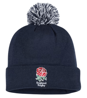 England Rugby Fleece Lined Pom Beanie Navy