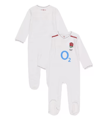 England Rugby Home Baby Sleepsuit 2026/27
