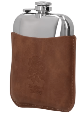 England Rugby Leather Hip Flask
