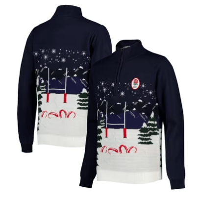 England Rugby Novelty 1/4 Zip Christmas Jumper Adults