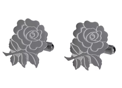 England Rugby Stainless Steal Round Chunky Rose Cufflinks 