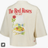 England Rugby Red Roses Icons Collection Watercolour Graphic Cropped Relaxed T-Shirt - Cream Women's Thumbnail